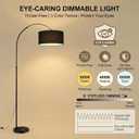 Arc Floor Lamp with Fan Head, Dimmable Floor Lamps with Remote, 3 Color Temperatures Adjustable Standing Lamp, Bright Reading Floor Lamp with Marble Base for Living Room Bedroom