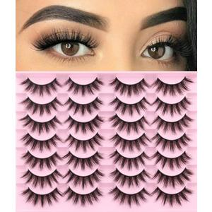 Lashes Wispy Faux Mink Lashes False Eyelashes 16mm(0.63inch) Eye Lashes 6D Volume Fake Lashes pack by Kiromiro 14 Pairs