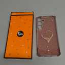 Petitian for Samsung Galaxy S24 Plus Case Women Girls Girly S24+ Cases Cover Glitter Bling Sparkle Diamond with Luxury Heart Design Cute S24 Plus Phone Case Funda 6.7'' (Pink)