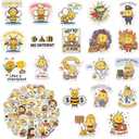 4 x Bememo 200 Pcs Honeybee Stickers Waterproof Vinyl Positive Quotes Yellow, 1.57 inches