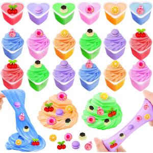 24 Pack Easter Basket Stuffers, Easter Gifts for Kids Butter Slime with Charms No-Sticky Stress Relief Fidget Toys for Classroom Exchange Gift Party Favor for Girls Easter Basket Stuffer Fillers