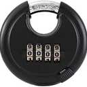 Stainless Steel Discus Padlock 4 Digit (3inch) Combination Lock Outdoor for Warehouse, Sheds, Storage Locker, Units (Black,1)