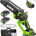 Mini Chainsaw Cordless, 6 Inch Electric Chainsaw with 2 Battery, Handheld Battery Powered Chain Saw with Auto Oiler, Gardening Tools Saw for Wood/Tree Cutting, Holiday Gifts for Men, Dad, Husband (Green)