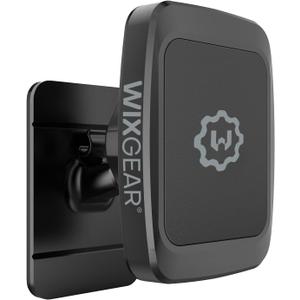 WixGear Magnetic Phone Car Mount, Universal Stick On Dashboard Magnetic Car Mount Holder, for Cell Phones and Mini Tablets with Fast Swift-snap Technology, (Rectangle Stronger Design)