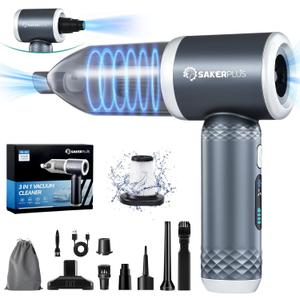 Mini Vacuum Cleaner, 3 in 1 Cordless Handheld Vacuum Cleaner, 13000Pa High Power Car Vacuum Cleaner with Brushless Motor,Adjustable Car Vaccum Portable Cordless for Cars,Desktop-DBS03 (Gery and Sliver)