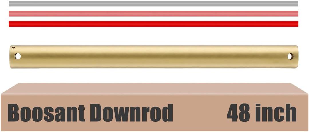48 INCH Ceiling Fan Downrod With Built-in Wires in Same Length,1 inch Outside Diameter, Extension Rod Only Ceiling Fans Compatible, Not Threaded(Gold)