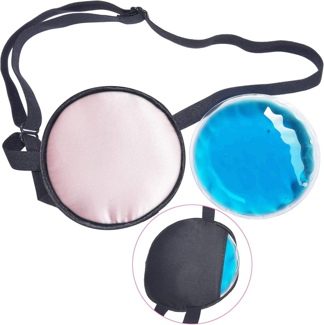 Cooling Eye Patches for Puffy Eyes, Pure Silk Ice Eye Patch, Single Eye Mask, Medical One Eye Cover Cold Hot Therapy Strabismus Lazy Eyes After Surgery Adult Kid Pirate Eyepatch (Pink)