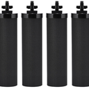 Water Filter Replacement for Berkey Water Filter System, 4 Black Elements Activated Carbon Filters, Compatible with Berkey Gravity Water Filtration System, 4 Pack