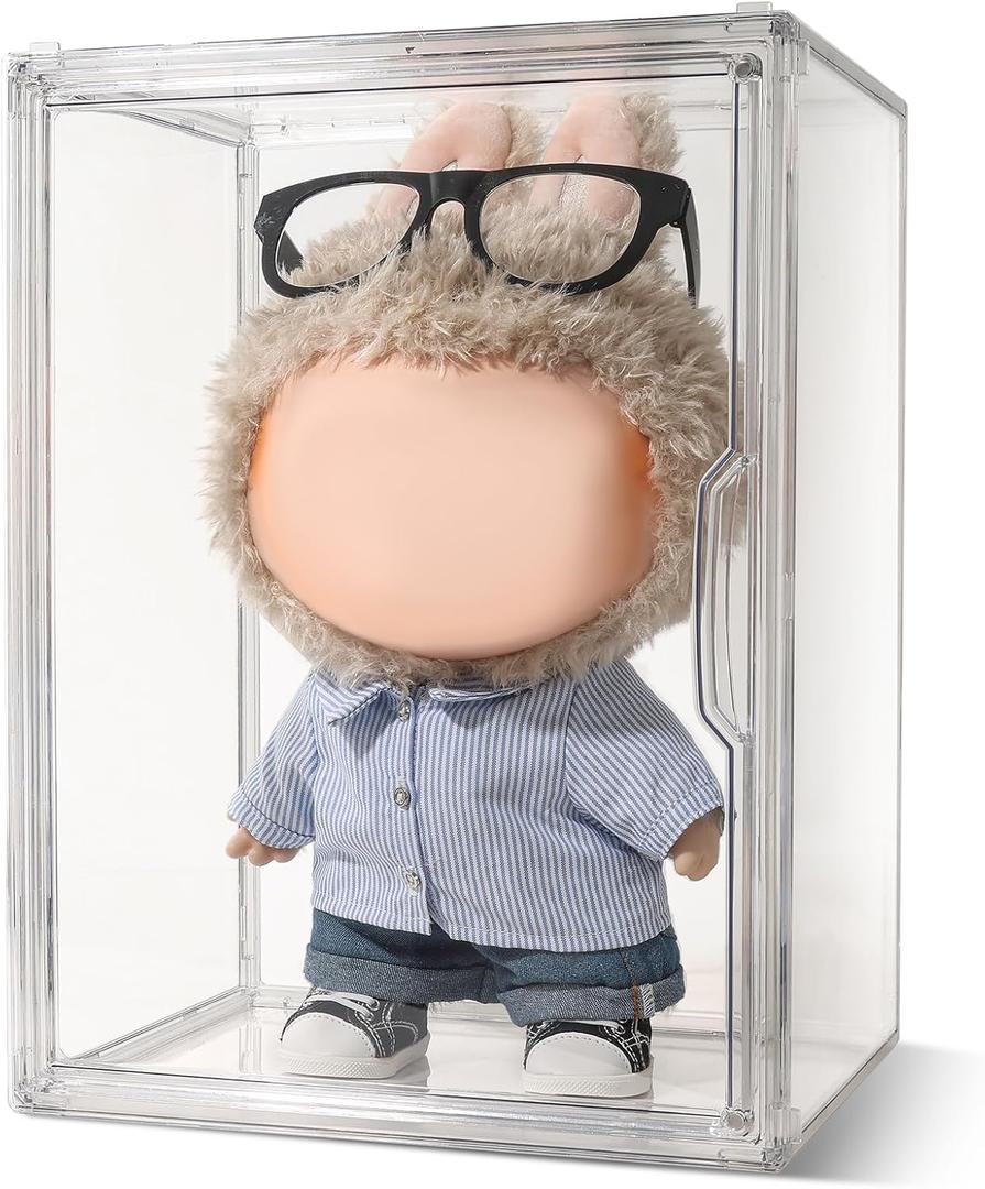 Display Case Compatible with Labubu 15.75 inches Height, Acrylic Clear Display Box Shelf for POP MART Labubu Doll, 1 Pack