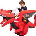 Inflatable Dragon Costume Ride On Halloween Blow Up Costumes for Themed Party Dress Up Cosplay Red (Kids)