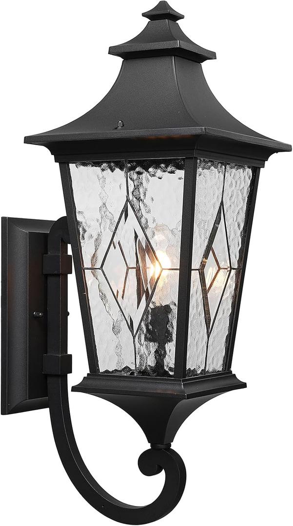 Outdoor Wall Lights Modern Outdoor Wall Sconce Light 21 Inch Large-Sized Exterior Porch Lights Wall Mount for Front House Garage and Entryway Black Finish Waterproof