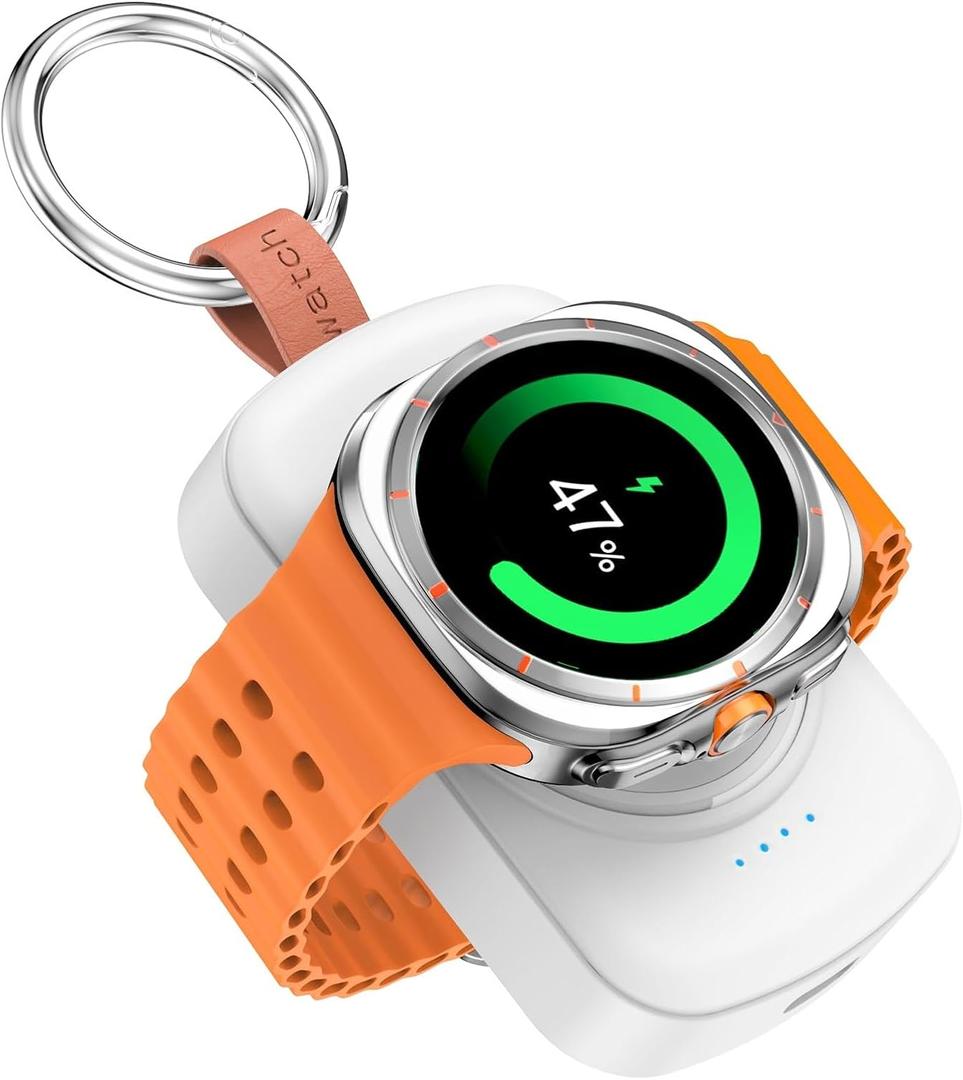 for Samsung Galaxy Watch Charger,1800mAh Portable Charger for Samsung Galaxy Watch 8/8 Classic/7/Ultra/6/6 Classic/5/5 Pro/4/3,Active 2/1,Wireless Magnetic (White)