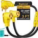 30 Amp Dryer Y Splitter to RV/EV, NEMA 10-30P to 14-50R/10-30R Splitter Power Adapter Cord, Dryer 3-Prong 30 AMP Y Adapter Cable for EV Charging at Dryer Outlet, STW 10 AWG, 3 FT, ETL Listed