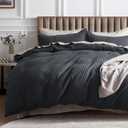 Bedsure Cotton Duvet Cover Queen - 100% Cotton Waffle Weave Charcoal Duvet Cover Queen Size, GentleSoft and Breathable Bedding Set for All Season, 3 Pieces, 90"x90" (Queen (90" x 90"), 19 - Charcoal (No Comforter))