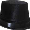 Felt Cup Hat Satin Hat Round Wizard with Satin Ribbon for Adults and Children (Black)