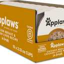 Applaws Natural Wet Cat Food in Broth, Limited and Natural Ingredients, High Protein with No Artificial Additives, Chicken Breast & Chicken Liver in Broth (10 x 2.12 oz Easy-Open Cups)