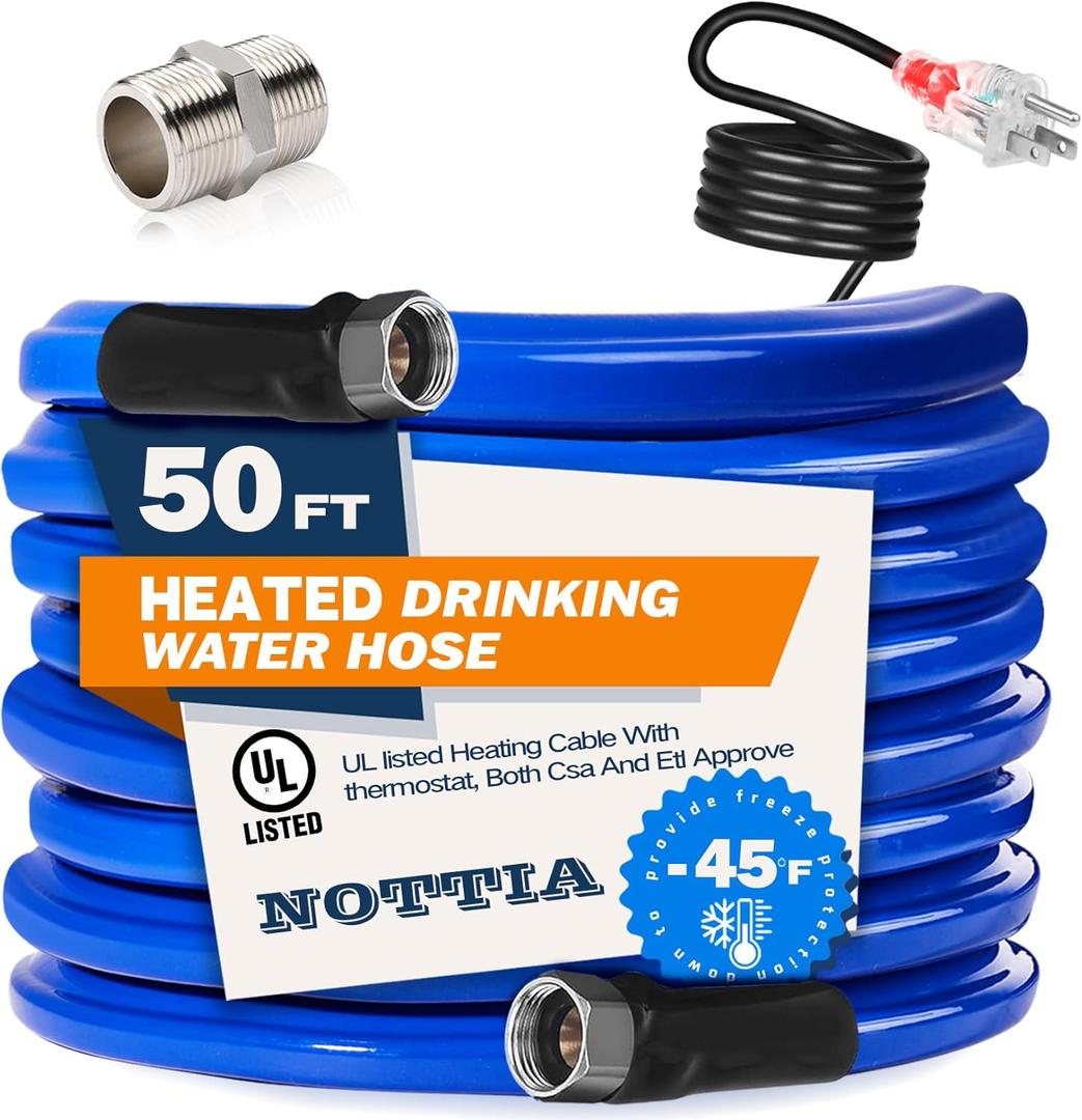 50FT Heated Water Hose -45  Antifreeze Drinking Garden Hose, RV Accessory
