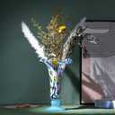 11.2'' H Hand Blown Glass Vase for Flowers, Blue Glass Home Decor for Centerpieces, Blue Wide Mouth Vase for Table, Beautiful Colorful Decor for Bathroom, Unique Gift for Her Friends