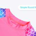 Girls Swimsuit Size 4t 5t Colorful Scale Print Long Sleeve Dark Pink Swimsuit Sets Two Piece Swimwear Sets