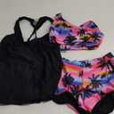 Yonique 3 Piece Athletic Tankini Swimsuits for Women with Shorts Swim Tank Tops with Sports Bra and Boyshorts Bathing Suits XXS