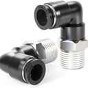 TAILONZ PNEUMATIC Male Elbow 6mm Tube OD x 1/4 Inch NPT Thread 90 Push to Connect Fittings PL6-N2 (Pack of 10)
