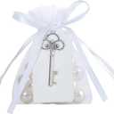 50 Pcs Rustic Vintage Key Bottle Opener with Card Tag and Sheer Bag for Wedding Party Favors