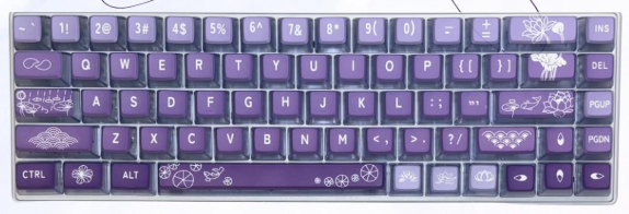 Qeefairary Purple Pudding Keycaps, Custom Shine Through PBT Keycaps for Mechanical Gaming Keyboard, Compatible with 100%, 95%, 80%, 75%, 65%, 60% Keyboards (Summer Lotus)