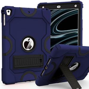 Heavy Duty Shockproof Rugged Protective Case for iPad 9.7 Inch, Compatible with iPad 6th/5th Gen (2018/2017), iPad Air 2 / 1st Gen, iPad Pro 9.7 (2016), Navy Blue