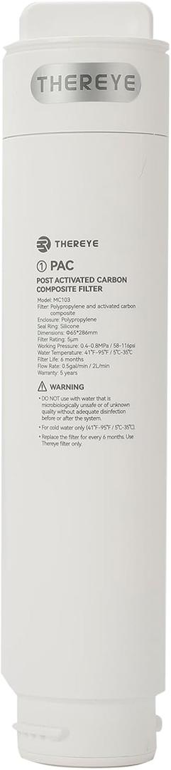 Post Activated Carbon Composite Filter, Replacement PAC Water Filter, Applicable to Thereye ER-WP02 Reverse Osmosis Water Filter System