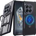 for Oneplus 13r Case with Ring Stand Holder Compatible with Accessories Like The Magsafe Charger,Wallet,car Mount.Soft TPU Bumper + Acrylic Back Airbags Shookproof Drop Protection,Stand Black