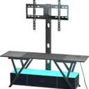 Swivel TV Stand with Mount and Power Outlet, Entirement Center, Black TV Console Table