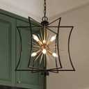 ZEVNI Black and Gold Chandelier, 6-Light Chandelier Light Fixture, 20.5" Dia Gold Sputnik Geometric Chandelier for Entryway, Foyer, Dining Room, Living Room