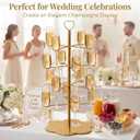 Upgraded 4 Tier 26.5" H Cocktail Tree Stand for Drinks - 16 Glasses Martini Tree Drink Tower - Wine Glass Holder with Heavy Duty Thick Base, Gold Mimosa Bar Stand - Wedding Party Decor