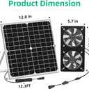 TIMEBAL Solar Exhaust Fan for Shed, 350 CFM High Airflow Solar Vent Fan with Dual Waterproof Fans, Outdoor Ventilation for Chicken Coop, Greenhouse, Dog House Cooling