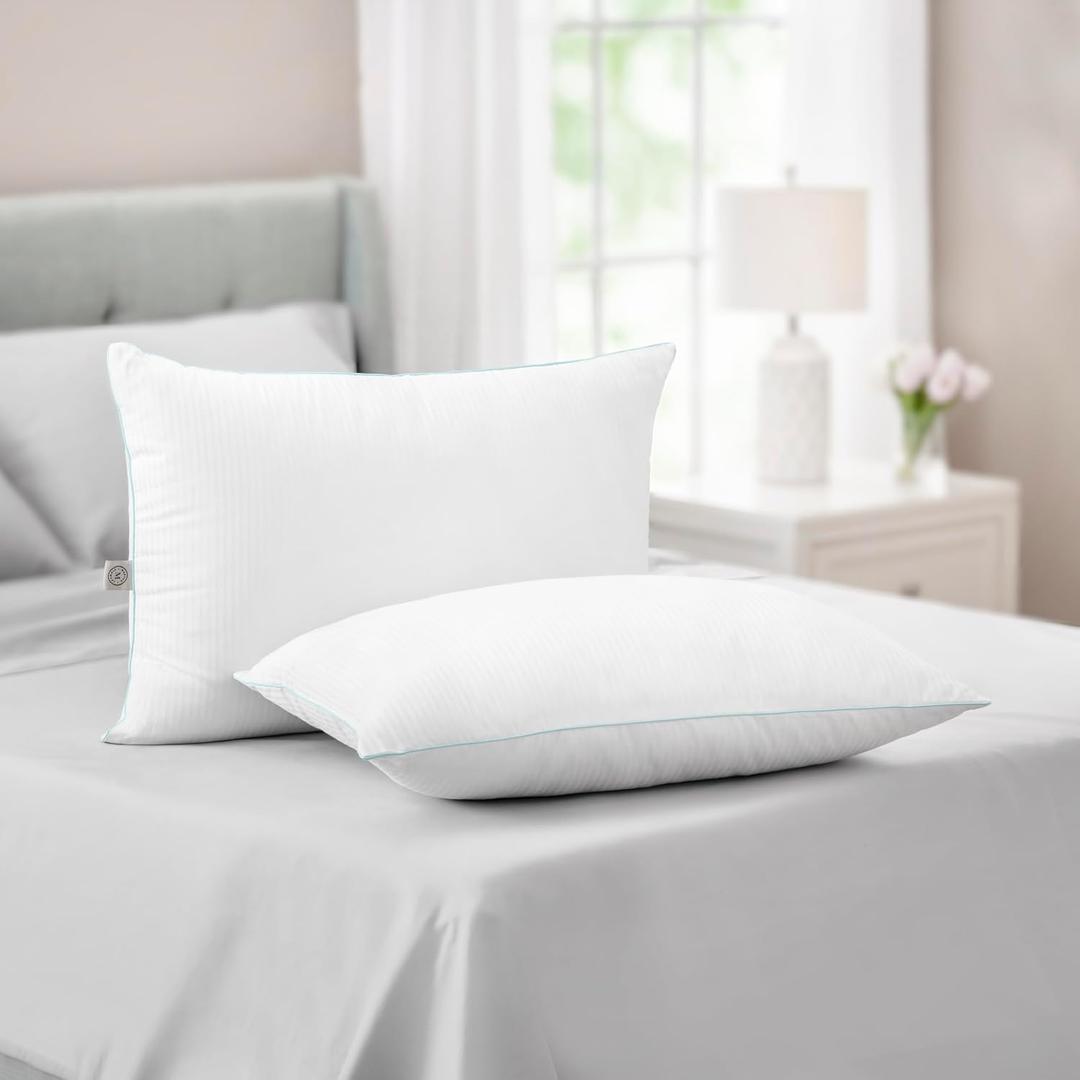 Martha Stewart Classic Comfort Down Alternative Pillows, King Size Set of 2 - Firm Support for Stomach, Back and Side Sleepers