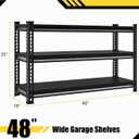 Metal Garage Shelving Heavy Duty1530LBS Loads Garage Storage Shelves, 48W 3-Tier Adjustable Storage Racks and Shelving Units for Garage Basement and Kitchen, 48W x 18D x 39H, Black
