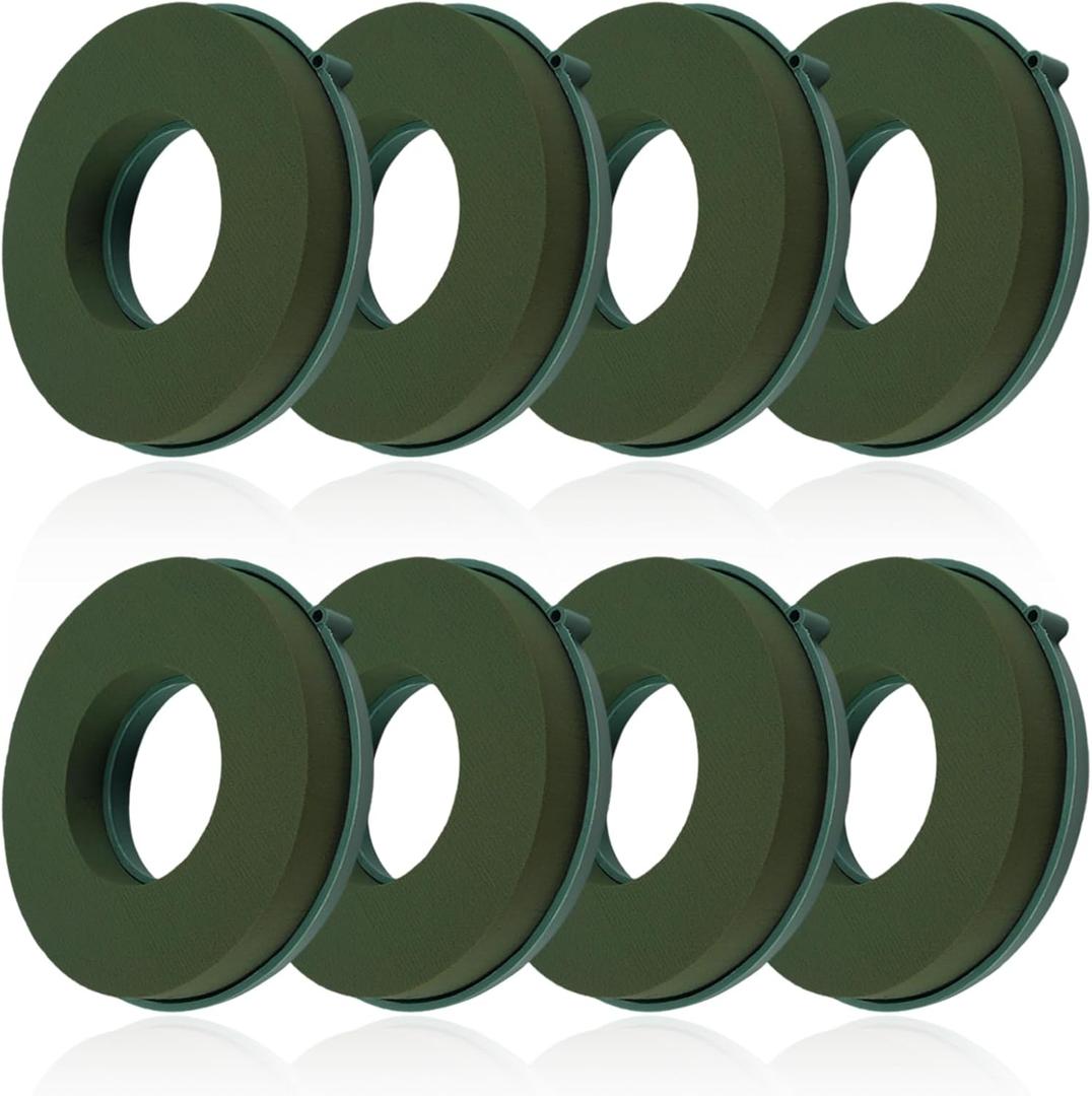 ZOFORTY 8PCS Floral Foam Rings 6 Inch Round Floral Wet Foam Ring Flower Arrangement Kit for Florist Wedding Foam Decoration, Green