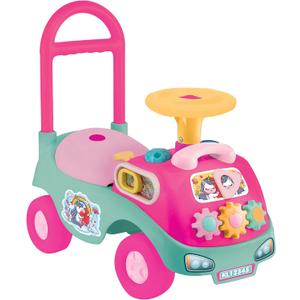 Kiddieland: My First Funtime Ride-On - Unicorn - Pink-Blue Lights Sounds Foot-to-Floor Vehicle, Interactive Dashboard, Seat Storage, Toddlers 12-36mo