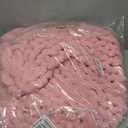 Bigacogo Chunky Knit Throw Blanket for Couch, 40x40 inches, 100% Hand Knitted with Thick Jumbo Chenille Yarn, Cozy Soft Large Rope Knot Cable Crochet Blankets for Sofa Bed Living Room, Blush Pink