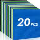 Classic Baseplates Building Plates-Pack of 20 Large 10" x 10" Building Bricks Compatible with All Major Brands,Perfect STEM Gift for BuildersMulticolored