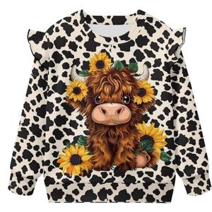 Xpyiqun Sweatshirt for Girls 1-8 Y Ruffle Pullover Top Casual Long Sleeve Shirt Kids Crewneck Sweater Streewear