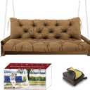 3 Seat Outdoor Swing Cushions with Cleaning Cloth - 5" Thick Waterproof UV Resistant Polyester for Wooden Patio Swing/Glider/Garden Porch Bench (60*40*5 in, Brown)