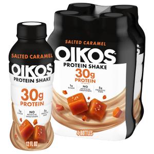 Oikos Protein Shake, Salted Caramel, 30g Protein, 12 fl oz, 4 Count (EXP 03/06/27)