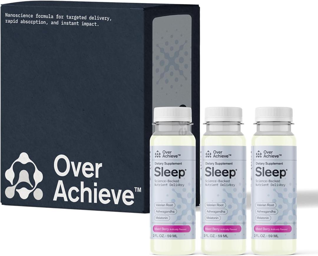 2 x Sleep Drink with Advanced Nanoscience Technology - Contains Melatonin, Ashwagandha and Valerian Root - 3 Pack Liquid Sleeping Aid Help Fall Asleep Faster, Mix Berries 2oz (EXP 01/31/26)