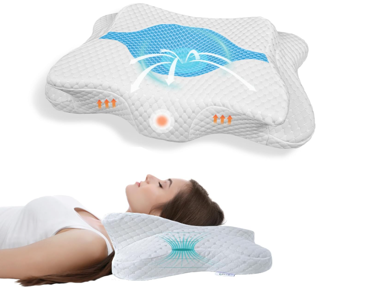 CHxxy Memory Foam Pillows, Cervical Pillow for Neck and Shoulder Pain Relief, Ergonomic Contour Bed Pillow, Soft for Side Sleep Stomach Sleeping and Back Sleeper-Queen Size