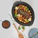 Kenmore Programmable 7 qt (6.6L) Slow Cooker with Dipper Sauce-Warmer, Black and Silver, Stainless Steel, Digital Display, One-Touch Controls, Braise, Simmer, Sous Vide, Stew, Soup, Chili, Curry, 7 Quarts
