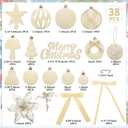 38Pcs Velvet Christmas Ornaments Set, Cream White Flocked Christmas Ornaments for Xmas Tree Decorations Shatterproof Plastic Hanging Balls Assorted Indoor Home Party Holiday Wedding Decor