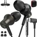 USB C Headphones Wired for iPad mini 7 6/iPhone 17 Pro Max Air 16 15 Plus, 90 Right Angle Type C Earphones with Mic Stereo Magnet Wired Earbud for Samsung S26 S25 S24 Ultra S23/Pixel 10 9, Gunmetal