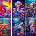 Upigi Sea Animals Diamond Painting Kits for Adults,DIY 5D Diamond Art Kits for Beginners,Round Full Drill Gem Art Crafts Kit for Home Wall Decor 12 x 16 Inch (6 Pack Sea Animals)