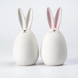 Ceramic White Rabbits Easter Bunny Rabbits Bunny Decoration Couple Rabbit Ornament, Porcelain Modern Art Home Decoration, Weddings Celebration Crafts Gift, Set of 2, Easter Decor
